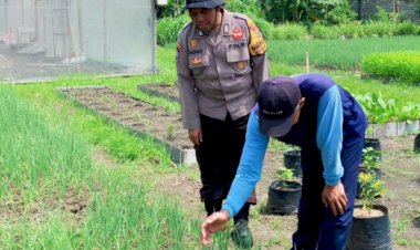 Bhabinkamtibmas-Polsek-Balongbendo-Sambangi-Lahan-Pekarangan-Pangan-Bergizi-di-Desa-Binaan