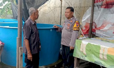 Bhabinkamtibmas-Desa-Tambak-Sawah-Tinjau-Budidaya-Ikan-Lele-Dukung-Program-P2B
