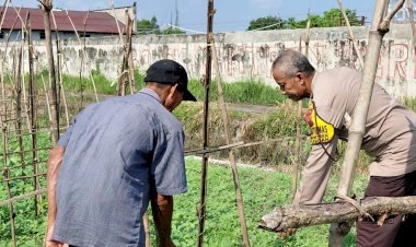 Polisi-Bersama-Petani-Desa-Jiken-Tulangan,-Kelola-Lahan-Sayur-untuk-Dukung-Ketahanan-Pangan