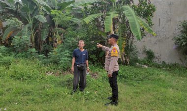 Bhabinkamtibmas-Tanjungsari-Polsek-Taman-Tinjau-Tanaman-Pisang-di-Lahan-P2B-Warga