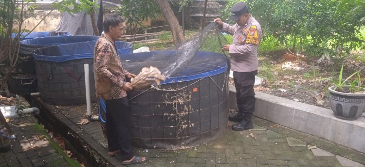 Bhabinkamtibmas Desa Wedoro Dorong Ketahanan Pangan Lewat Penyuluhan Budidaya Ikan Patin