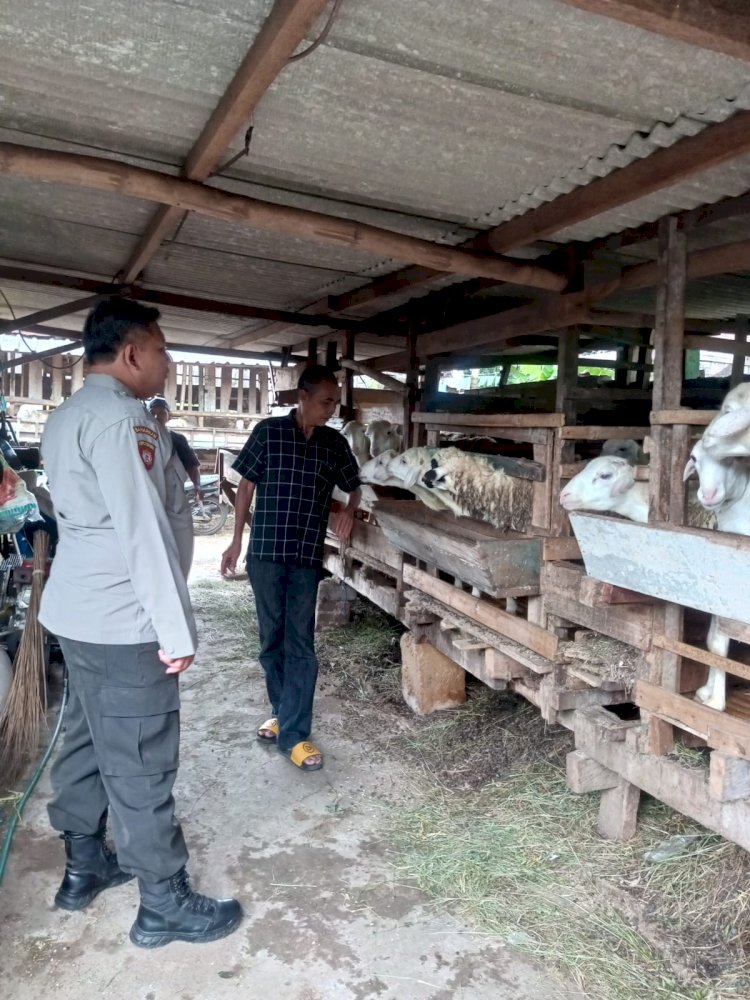 Apresiasi Peternakan Kambing, Bhabinkamtibmas Desa Sepande Polsek Candi Tinjau Ketahanan Pangan