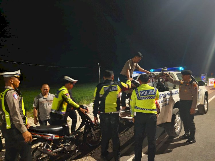 Polisi Gelar Patroli Balap Liar di Jalur Lintas Utara Lamongan 9 Motor Diamankan