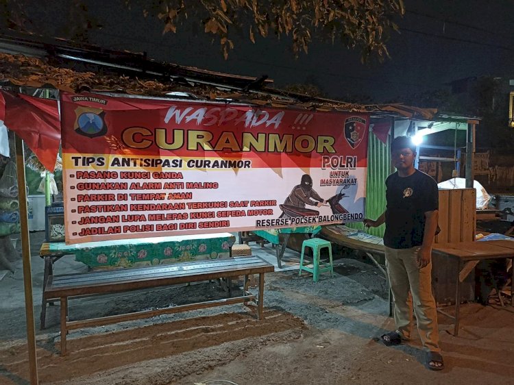 Polsek Balongbendo Pasang Himbauan Antisipasi Curanmor di Titik Rawan