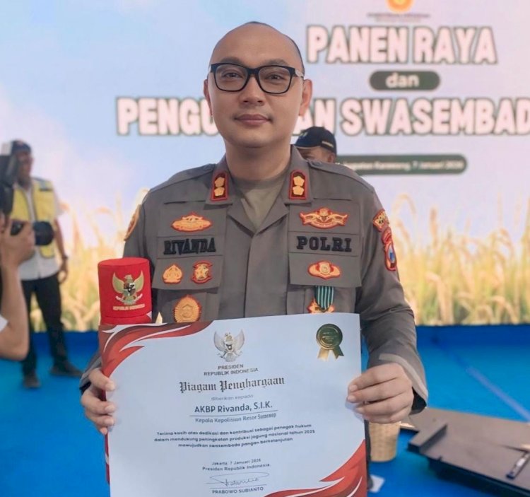 Konsisten Dukung Swasembada Pangan Kapolres Sumenep Terima Penghargaan dari Presiden RI