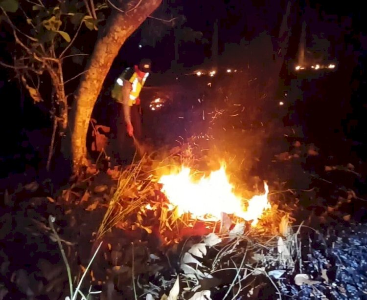 Respons Cepat, Polsek Widodaren dan Tim Gabungan Padamkan Titik Api Karhutla di Ngawi